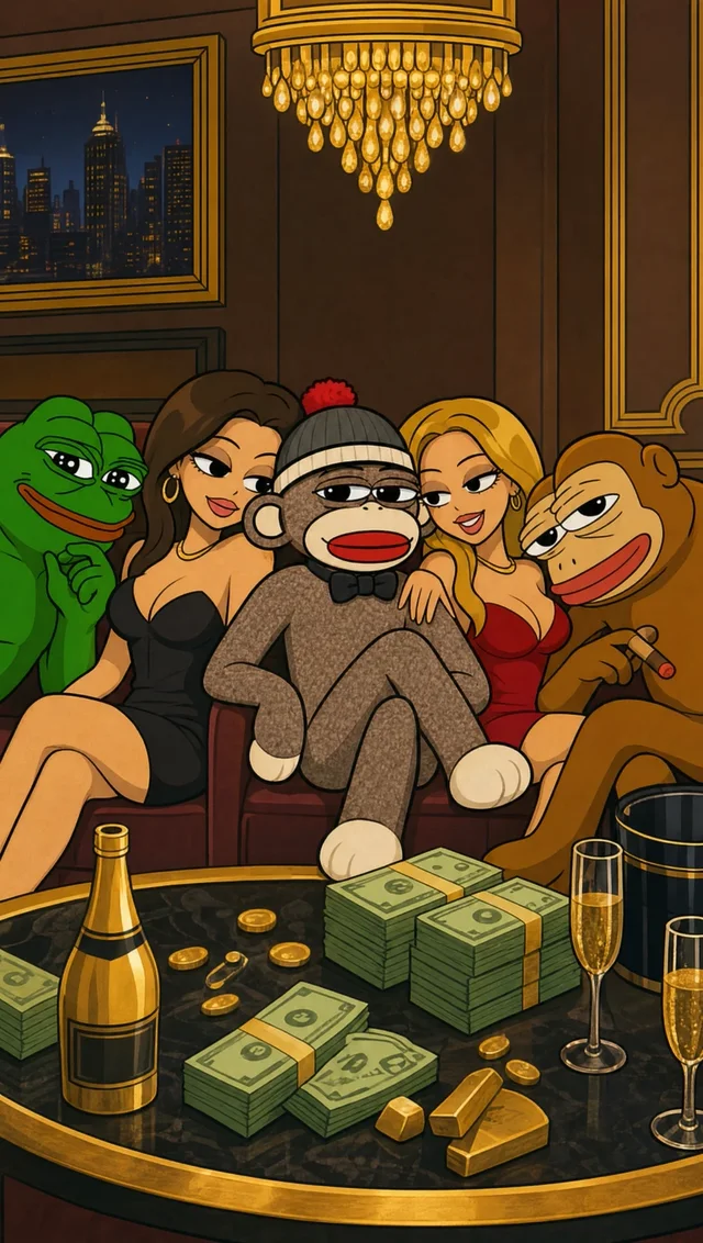 Luno in a VIP booth with friends, champagne and gold on the table